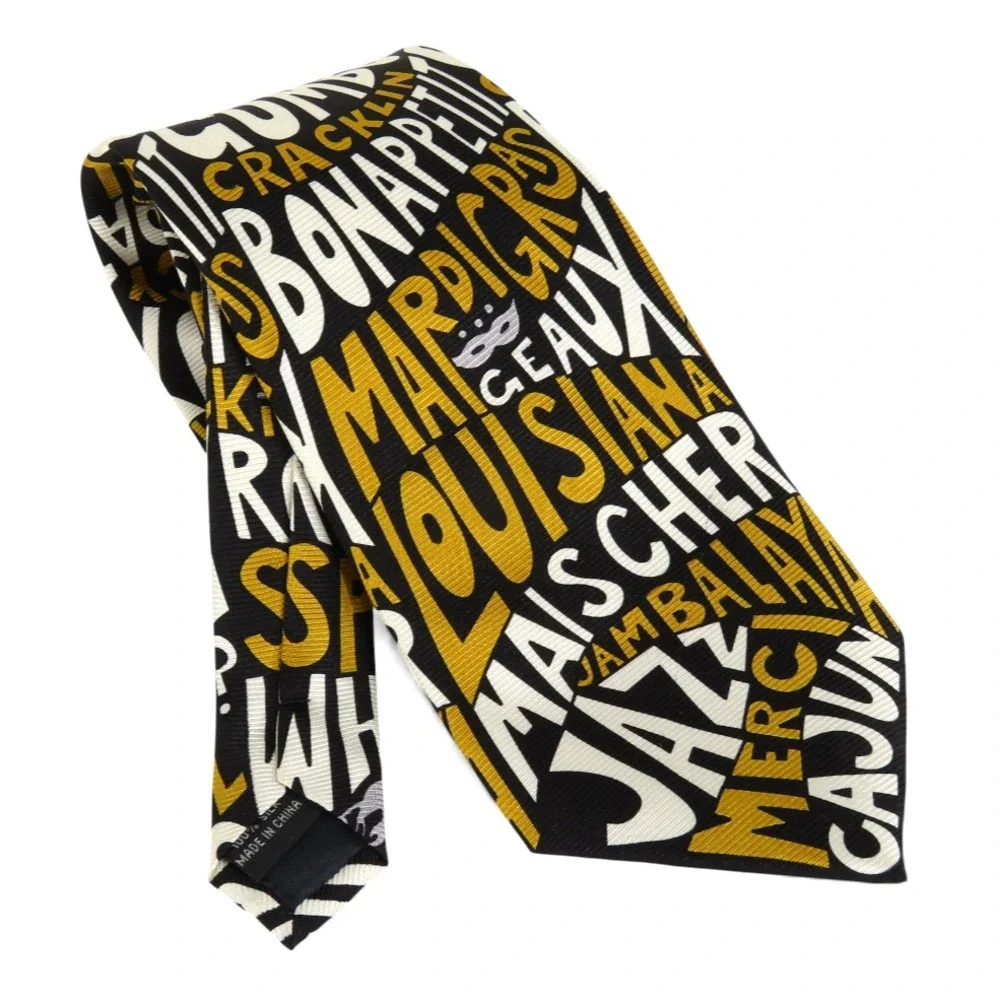 Julie Siracusa LOUISIANA ARTIST SILK NECK TIE Cajun Mardi Gras NEW ORLEANS THEME